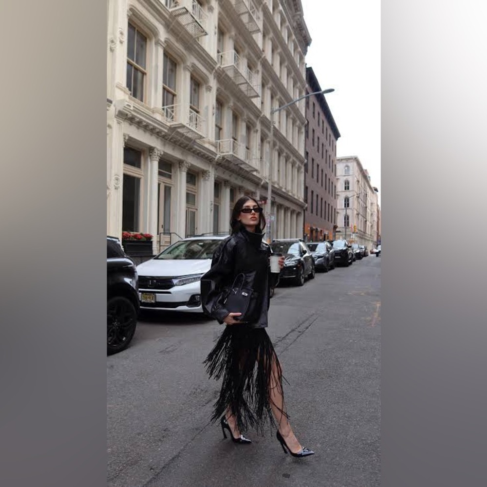 Vericci Tan Suede Fringe Leather Coat • Western Boho Festival Jacket (S) - Picture 14 of 15